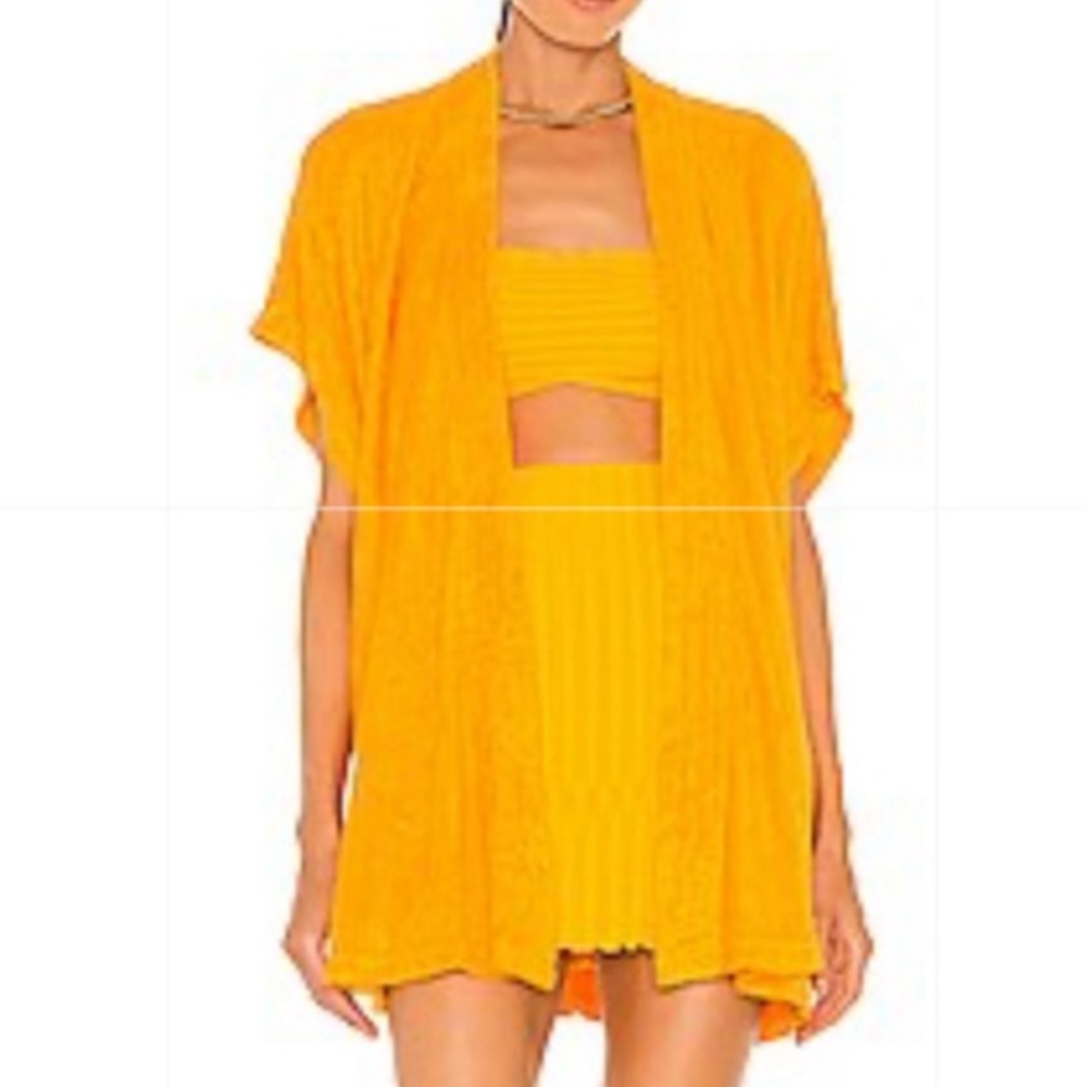 NWOT SIMON MILLER Lono Terry Short Sleeve KIMONO/Wrap Top XS Marigold
